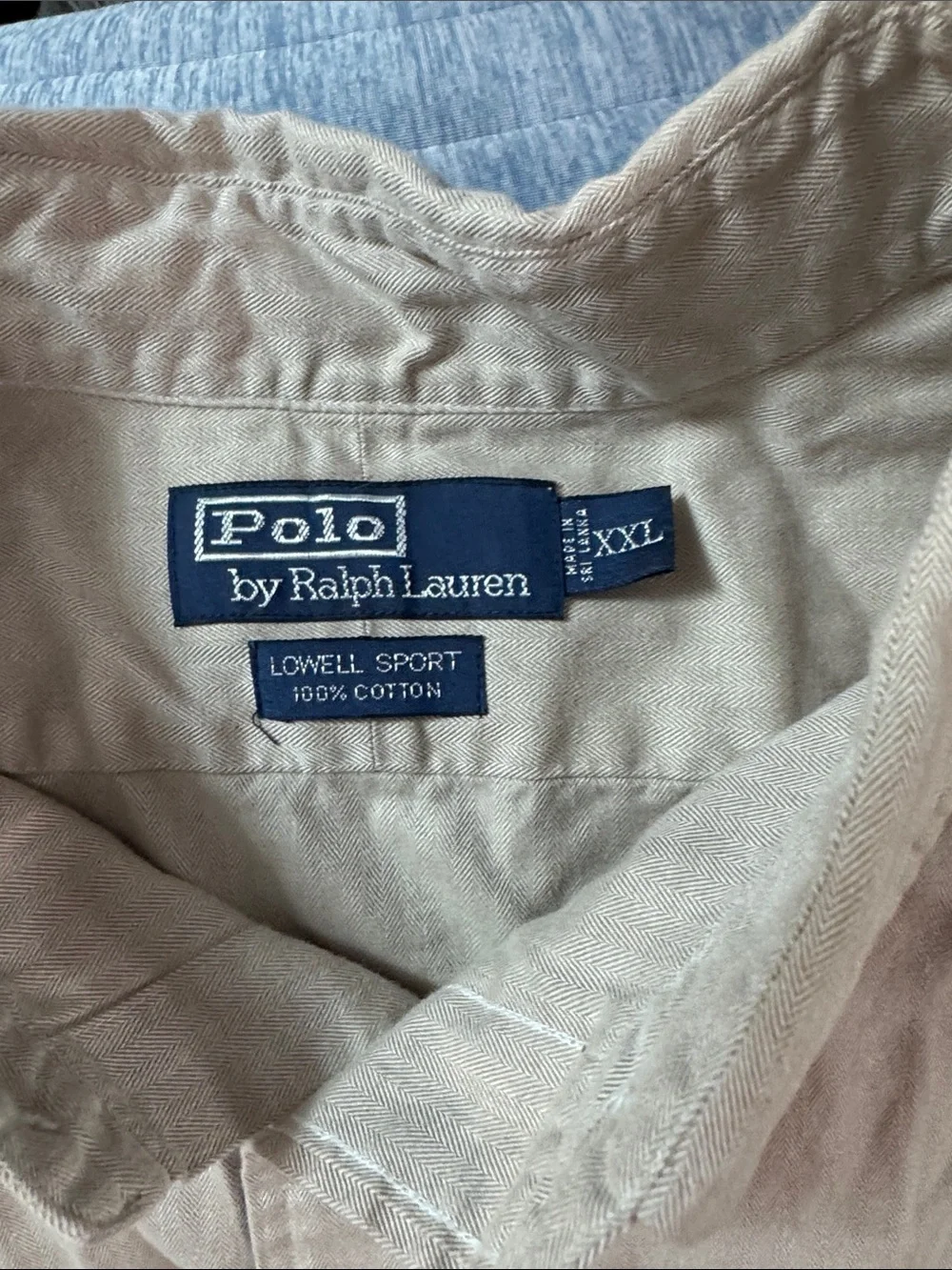 Polo by Ralph Lauren Button-Down Shirt in Light Tan with Navy Pony